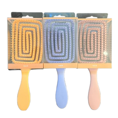 Gruppe der Titania Flex Detangler Bürsten aus Kunststoff Eckig - Apricot, Rosa, Lavendel