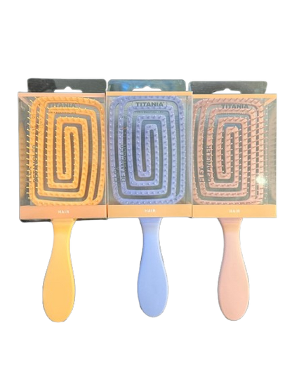 Gruppe der Titania Flex Detangler Bürsten aus Kunststoff Eckig - Apricot, Rosa, Lavendel