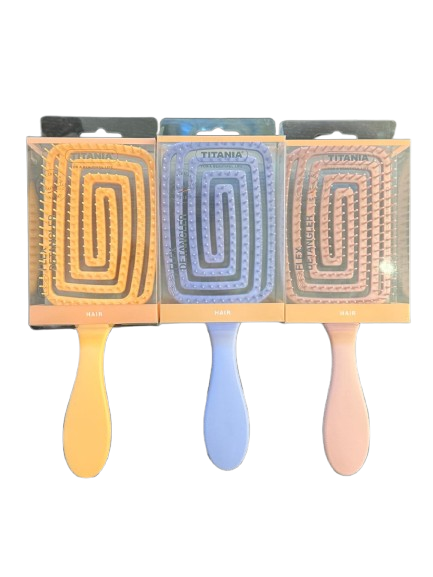 Gruppe der Titania Flex Detangler Bürsten aus Kunststoff Eckig - Apricot, Rosa, Lavendel