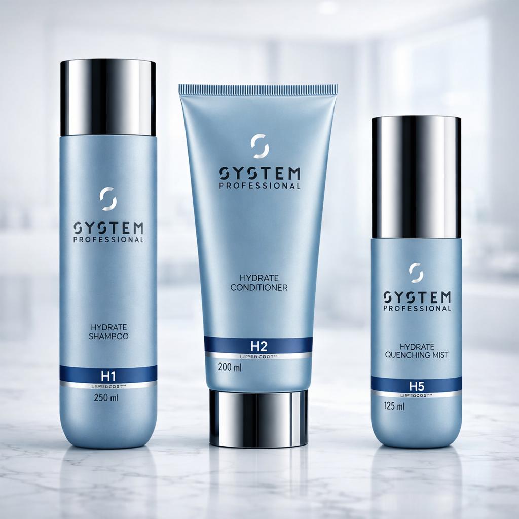 Pflegeprodukte im Editorial-Setup